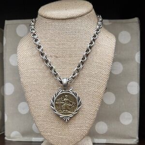 Silver and Brass Pendant Necklace